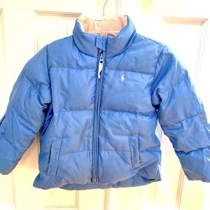 Girl's Polo Ralph Lauren Winter Jacket Size Sz 5T Blue Down Long Sleeve Puffer
